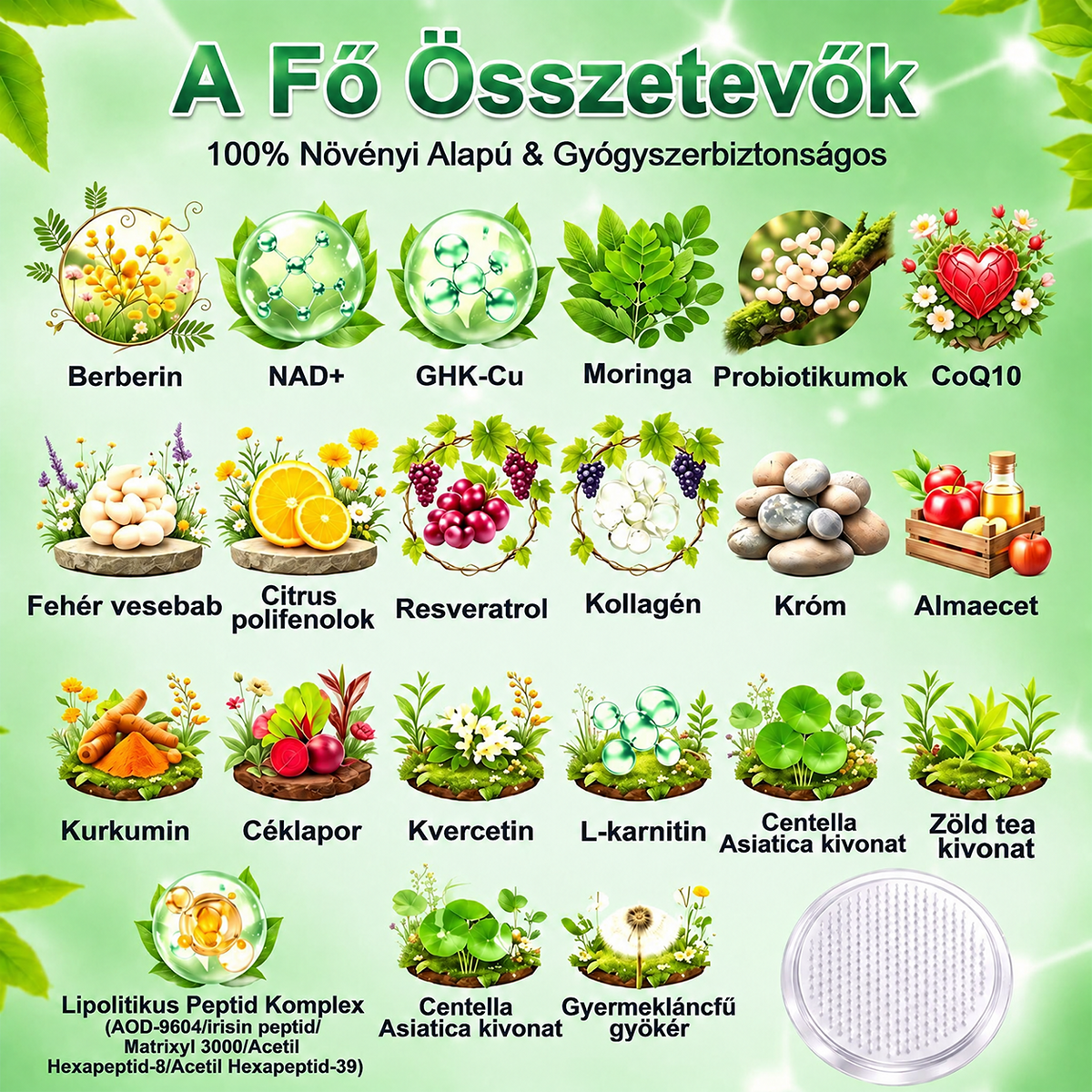 GeeLemon® Berberin + Moringa nano-mikrotűs tapasz – Testsúlykontroll és bőrápolás