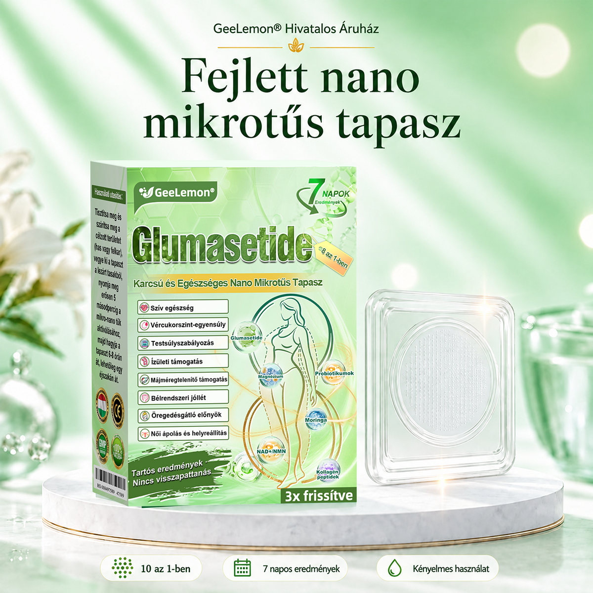 GeeLemon® Berberin + Moringa nano-mikrotűs tapasz – Testsúlykontroll és bőrápolás