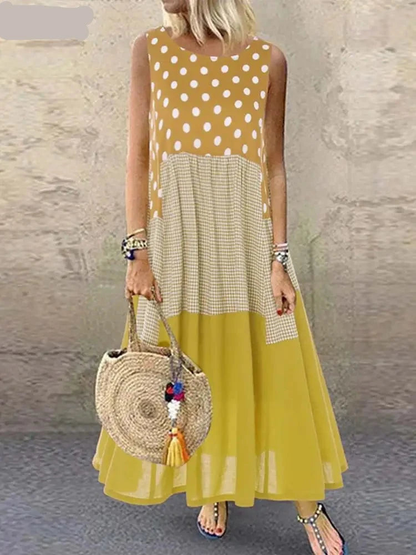 Women's Bohemian Ruffle Sundress  Summer Sleeveless Floral Printed Maxi Long Dress Casual Loose Party Tanks Vestido