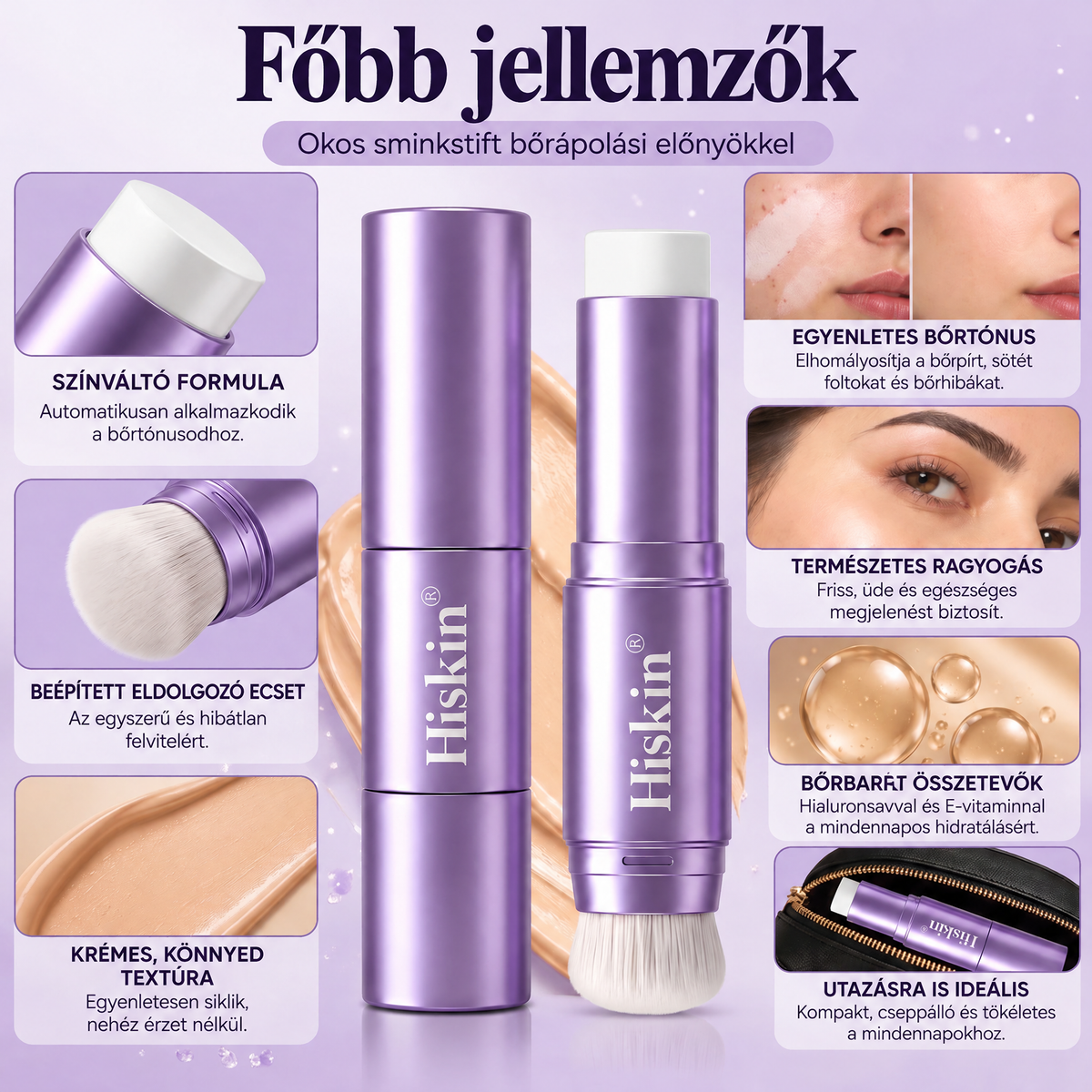 🔥🔥 AZ UTOLSÓ 2 ÓRÁBAN · 80% KEDVEZMÉNY!  Hiskin® 2 az 1-ben színváltó alapozó stift | Elfedi az öregségi foltokat, halványítja a finom ráncok láthatóságát és hidratálja a bőrt – beépített ecsettel a fiatalos, ragyogó arcbőrért!