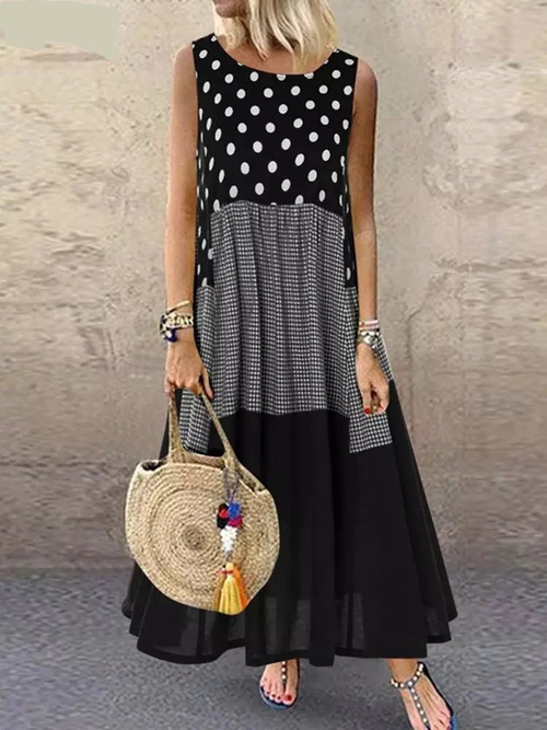 Women's Bohemian Ruffle Sundress  Summer Sleeveless Floral Printed Maxi Long Dress Casual Loose Party Tanks Vestido