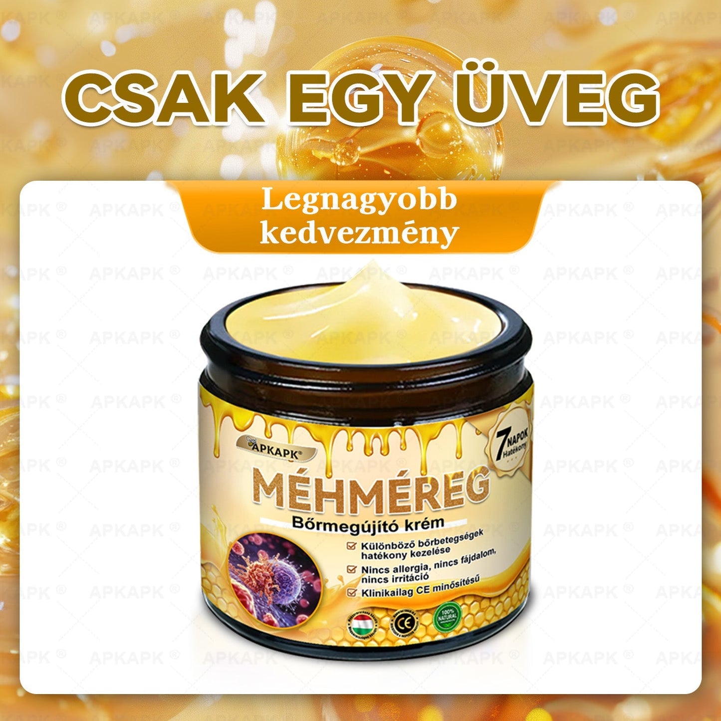 ✨✨ 𝖠𝖯𝖪𝖠𝖯𝖪® 🐝 Méhméreges Bőrmegújító Krém – Ráncok, Hegek, Pigmentfoltok, Striák, Akné, Ekcéma, Pikkelysömör Ellen